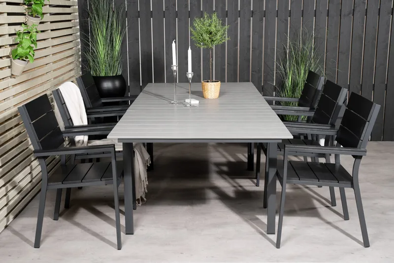 Ruokailuryhmä Levels Jatkettava 160 cm 6 tuolia, Musta