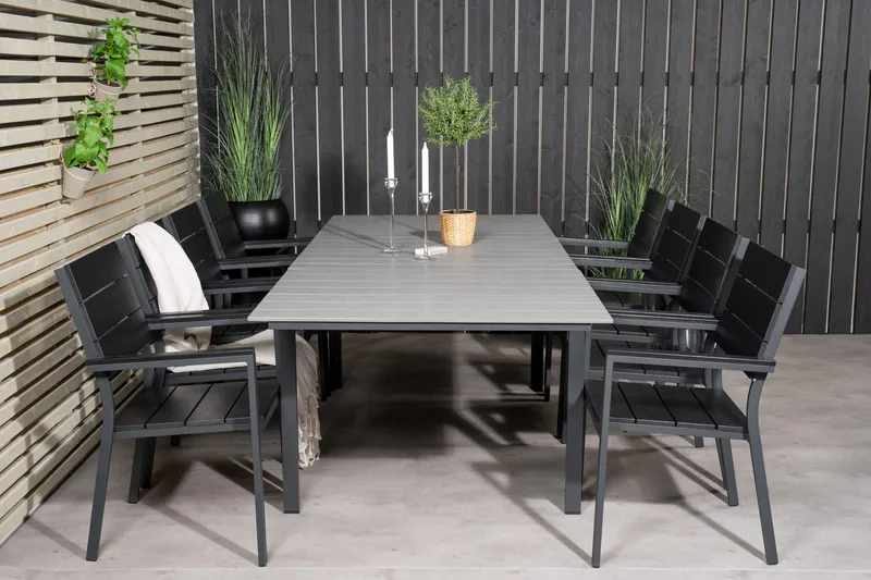 Ruokailuryhmä Levels Jatkettava 160 cm 8 tuolia, Musta