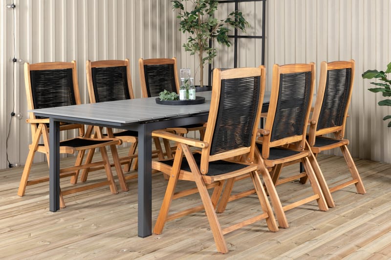 Ruokailuryhmä Levels Jatkettava 224 cm 6 Peter tuolia Beige - Venture Home - Puutarhakalusteet - Ulkoryhmä - Ruokailuryhmät ulos