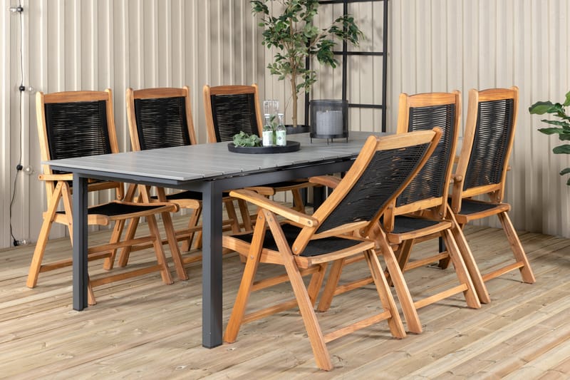 Ruokailuryhmä Levels Jatkettava 224 cm 6 Peter tuolia Beige - Venture Home - Puutarhakalusteet - Ulkoryhmä - Ruokailuryhmät ulos