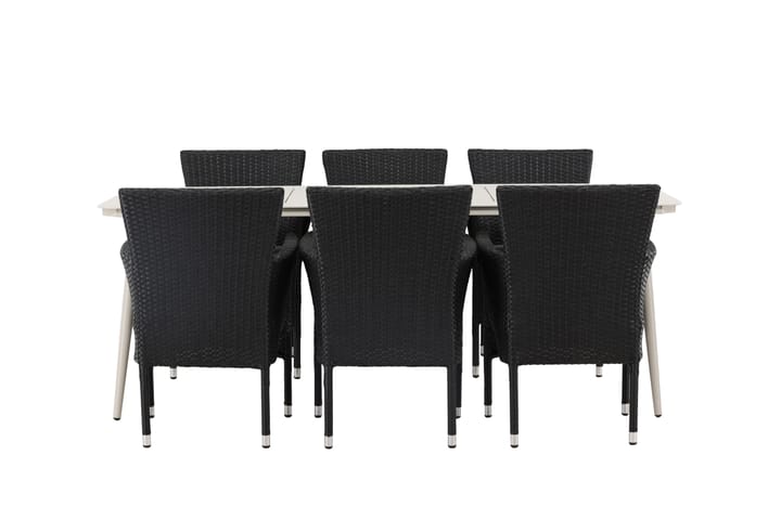 Ruokailuryhmä Lina 120 cm 6 Malina tuolia - Musta/Valkoinen - Ruokailuryhmät ulos