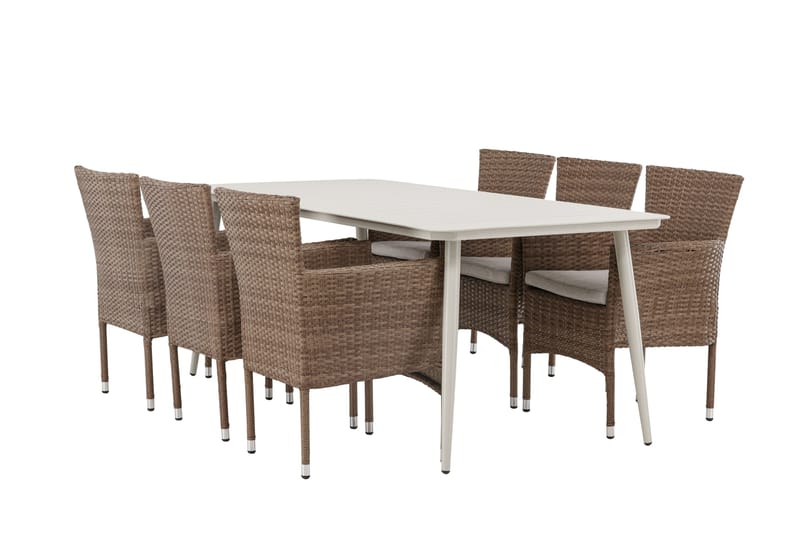 Ruokailuryhmä Lina 120 cm 6 Malina tuolia, Ruskea/Valkoinen