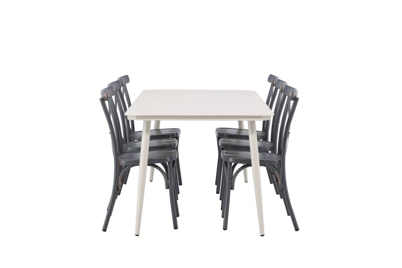 Ruokailuryhmä Lina 120 cm 6 Tablas tuolia - Tummanharmaa/Valkoinen - Puutarhakalusteet - Ulkoryhmä - Ruokailuryhmät ulos