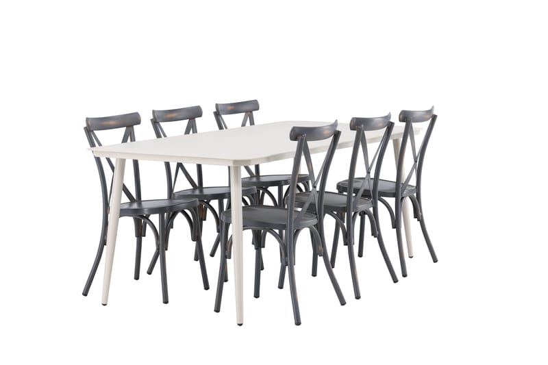 Ruokailuryhmä Lina 120 cm 6 Tablas tuolia - Tummanharmaa/Valkoinen - Puutarhakalusteet - Ulkoryhmä - Ruokailuryhmät ulos