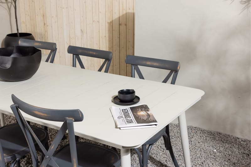Ruokailuryhmä Lina 120 cm 6 Tablas tuolia - Tummanharmaa/Valkoinen - Puutarhakalusteet - Ulkoryhmä - Ruokailuryhmät ulos