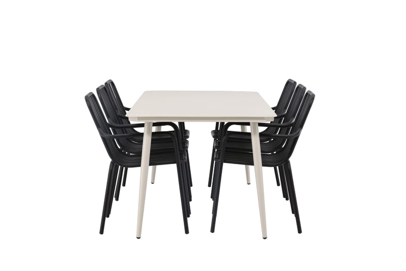 Ruokailuryhmä Lina 120 cm 6 Peking tuolia - Musta/Valkoinen - Puutarhakalusteet - Ulkoryhmä - Ruokailuryhmät ulos