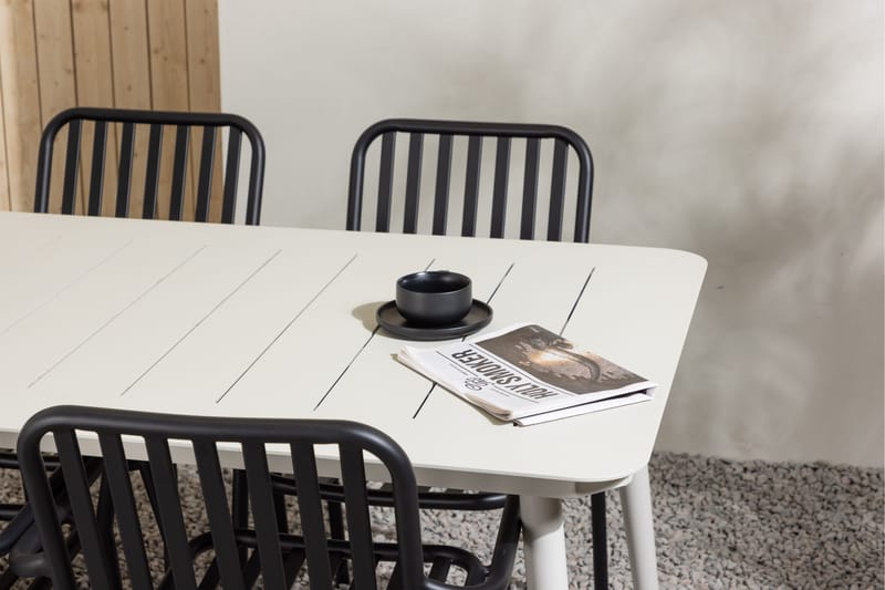 Ruokailuryhmä Lina 120 cm 6 Peking tuolia - Musta/Valkoinen - Puutarhakalusteet - Ulkoryhmä - Ruokailuryhmät ulos