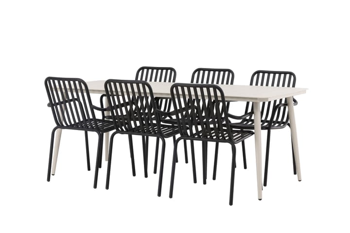 Ruokailuryhmä Lina 120 cm 6 Peking tuolia - Musta/Valkoinen - Ruokailuryhmät ulos