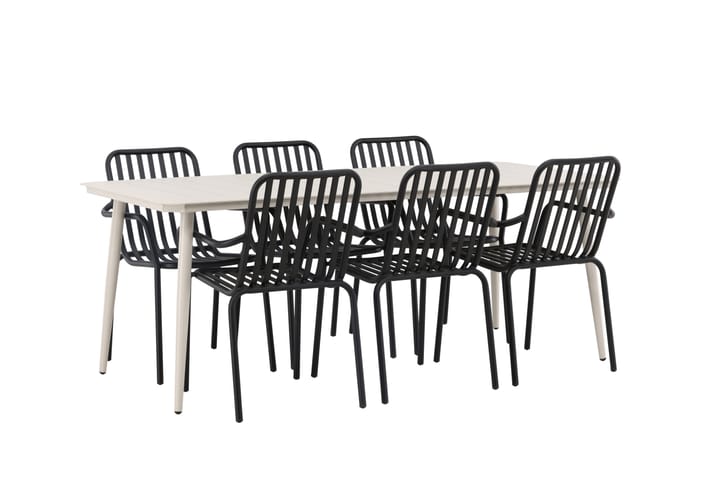 Ruokailuryhmä Lina 120 cm 6 Peking tuolia - Musta/Valkoinen - Ruokailuryhmät ulos