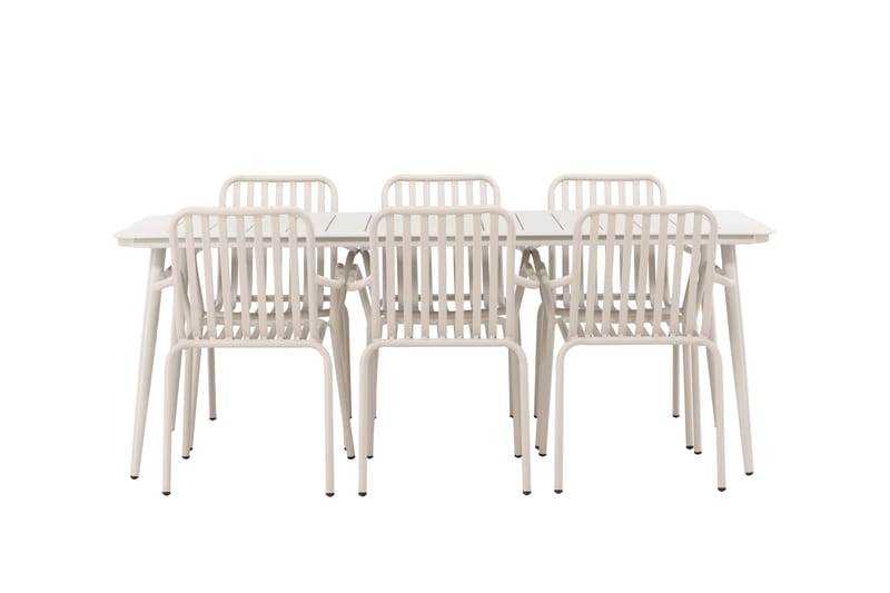 Ruokailuryhmä Lina 120 cm 6 Peking tuolia - Beige/Valkoinen - Puutarhakalusteet - Ulkoryhmä - Ruokailuryhmät ulos