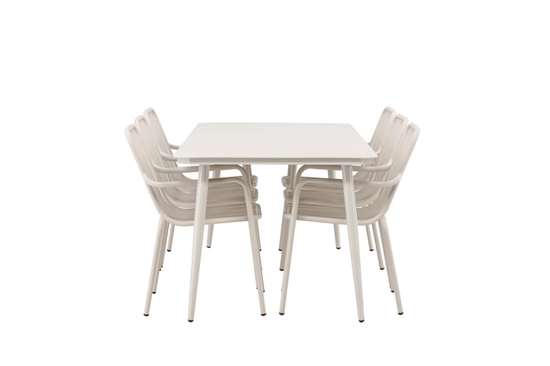 Ruokailuryhmä Lina 120 cm 6 Peking tuolia - Beige/Valkoinen - Puutarhakalusteet - Ulkoryhmä - Ruokailuryhmät ulos