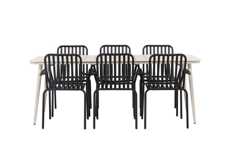 Ruokailuryhmä Lina 120 cm 6 Peking tuolia - Musta/Valkoinen - Puutarhakalusteet - Ulkoryhmä - Ruokailuryhmät ulos