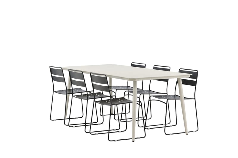 Ruokailuryhmä Lina 200x90 cm 6 Lina ruokatuolia - Musta - Puutarhakalusteet - Ulkoryhmä - Ruokailuryhmät ulos