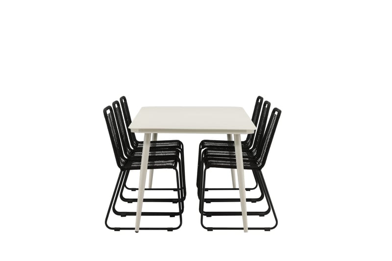 Ruokailuryhmä Lina 200x90 cm 6 Lindos tuolia, Musta