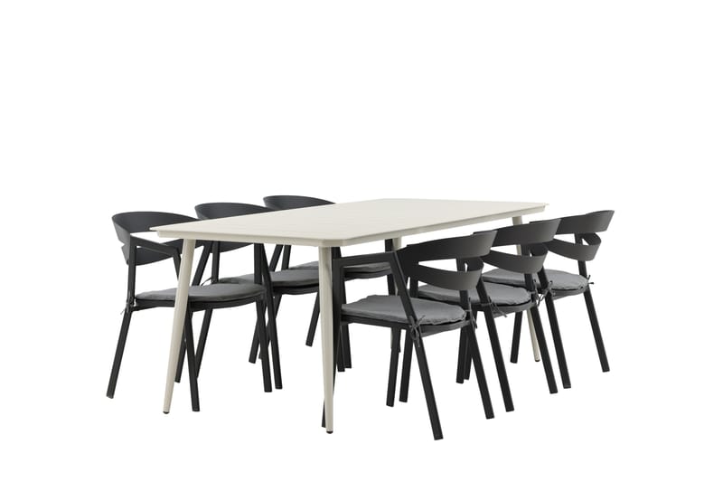 Ruokailuryhmä Lina 200x90 cm 6 Slit ruokatuolia - Musta - Puutarhakalusteet - Ulkoryhmä - Ruokailuryhmät ulos