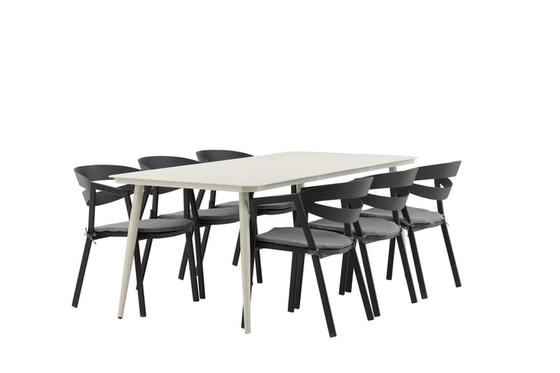 Ruokailuryhmä Lina 200x90 cm 6 Slit ruokatuolia - Musta - Puutarhakalusteet - Ulkoryhmä - Ruokailuryhmät ulos