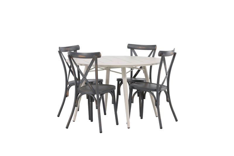 Ruokailuryhmä Lina Pyöreä 120 cm 4 Tablas tuolia, Tummanharmaa/Valkoinen