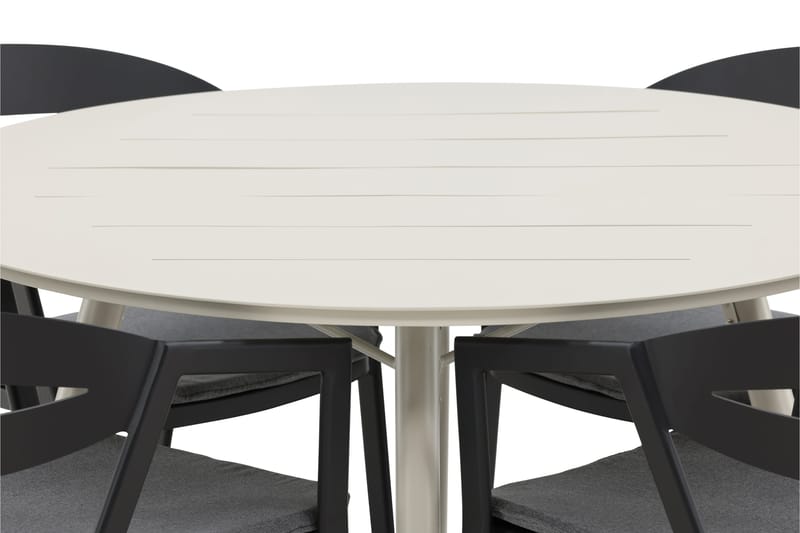 Ruokailuryhmä Lina Pyöreä 120 cm 4 Slit ruokatuolia - Musta - Puutarhakalusteet - Ulkoryhmä - Ruokailuryhmät ulos