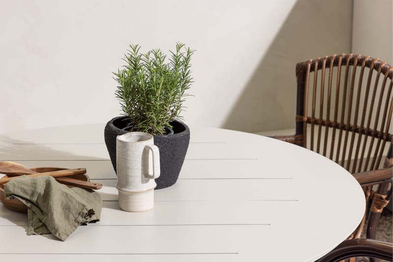 Ruokailuryhmä Lina Pyöreä 120 cm 4 Galera tuolia - Ruskea/Valkoinen - Puutarhakalusteet - Ulkoryhmä - Ruokailuryhmät ulos