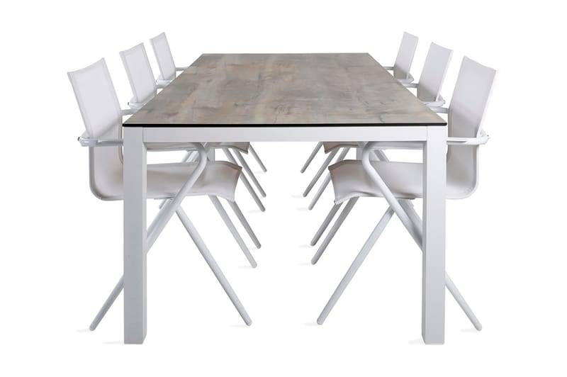 Ruokailuryhmä Llama 205 cm 6 Alina tuolia, Musta/Harmaa