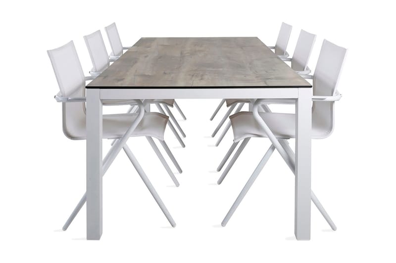 Ruokailuryhmä Llama 205 cm 6 Alina tuolia, Musta/Harmaa