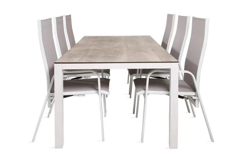 Ruokailuryhmä Llama 205 cm 6 Copacabana tuolia, Musta/Harmaa