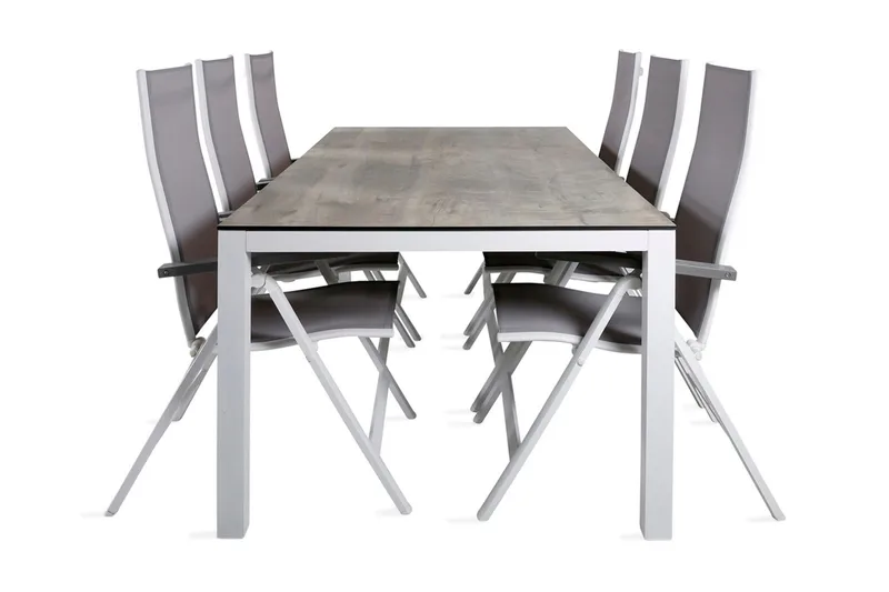 Ruokailuryhmä Llama 205cm 6 Albany tuolia, Musta/Luonnonväri