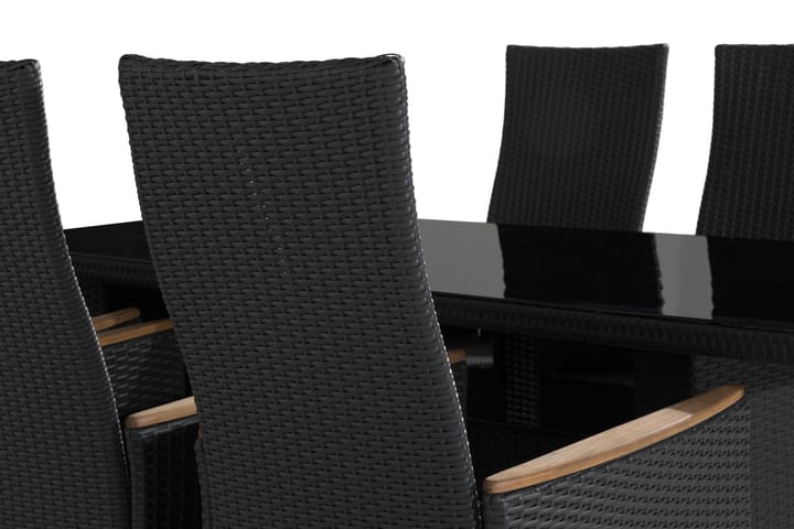 Ruokailuryhmä Majestic 210 cm 6 Jenny Lyx tuolia - Musta/Tiikki - Ruokailuryhmät ulos