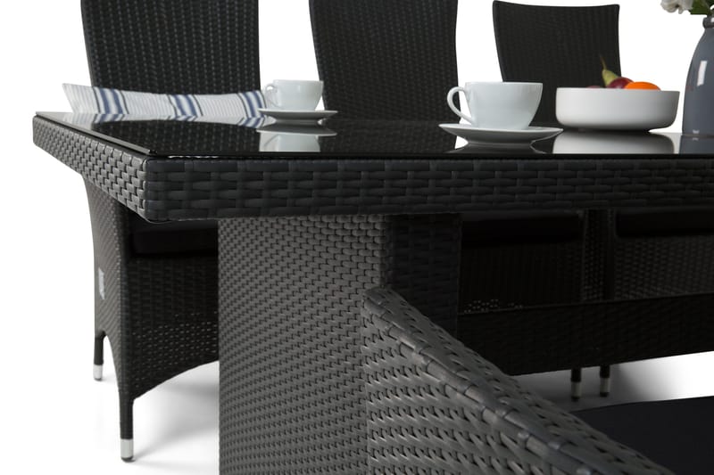 Ruokailuryhmä Majestic 210 cm 6 Jenny tuolia - Musta - Puutarhakalusteet - Ulkoryhmä - Ruokailuryhmät ulos