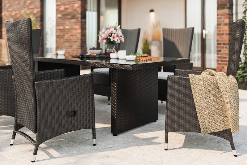 Ruokailuryhmä Majestic 210 cm 6 Jenny tuolia - Musta - Puutarhakalusteet - Ulkoryhmä - Ruokailuryhmät ulos