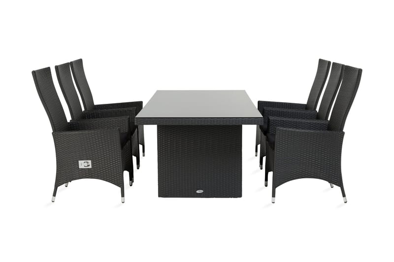 Ruokailuryhmä Majestic 210 cm 6 Jenny tuolia, Musta