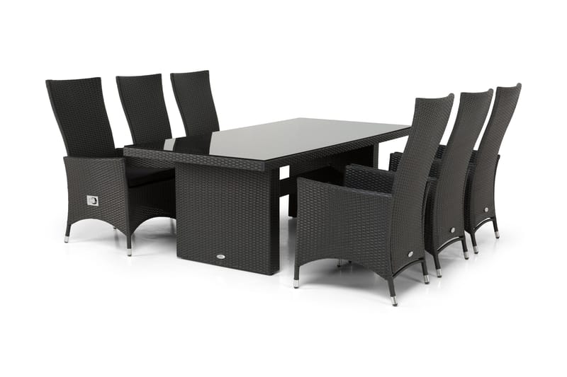 Ruokailuryhmä Majestic 210 cm 6 Jenny tuolia - Musta - Puutarhakalusteet - Ulkoryhmä - Ruokailuryhmät ulos