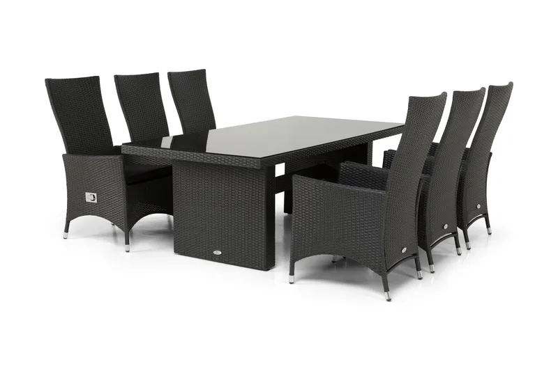 Ruokailuryhmä Majestic 210 cm 6 Jenny tuolia - Musta - Puutarhakalusteet - Ulkoryhmä - Ruokailuryhmät ulos
