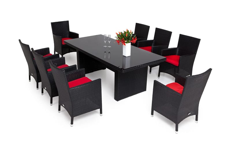 Ruokailuryhmä Majestic 210 cm 6 Thor tuolia, Musta/Musta