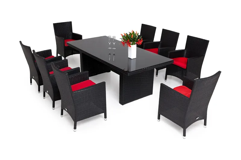 Ruokailuryhmä Majestic 210 cm 6 Thor tuolia, Musta/Musta