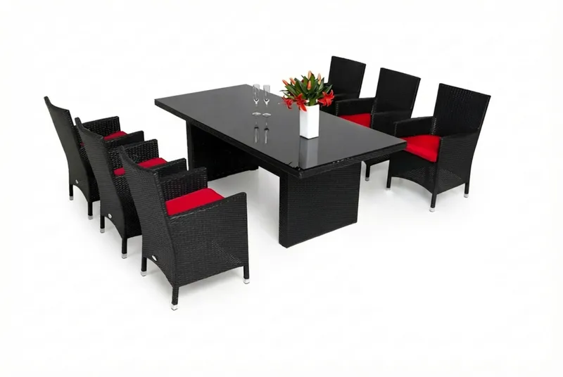 Ruokailuryhmä Majestic 210 cm 6 Thor tuolia, Musta/Musta