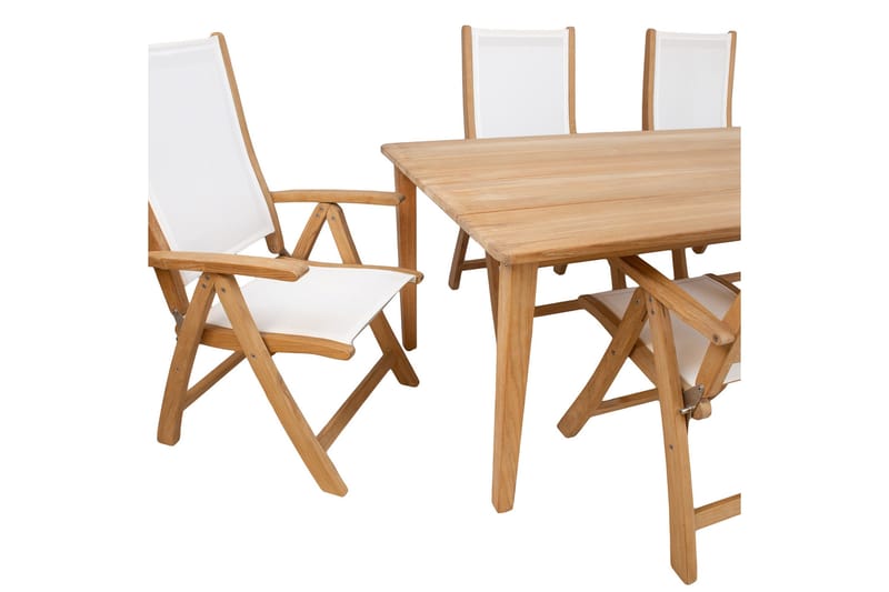 Ruokailuryhmä Maldive 6 Taittotuolilla Luonnonväri/Valkoinen - Puutarhakalusteet - Ulkoryhmä - Ruokailuryhmät ulos