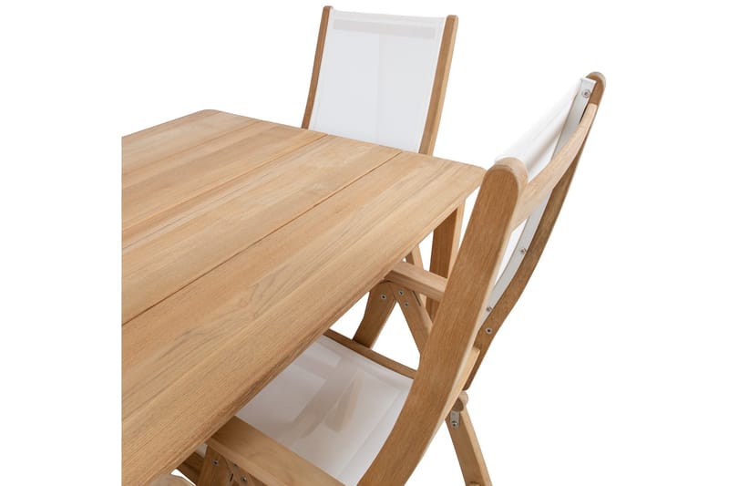 Ruokailuryhmä Maldive 6 Taittotuolilla Luonnonväri/Valkoinen - Puutarhakalusteet - Ulkoryhmä - Ruokailuryhmät ulos