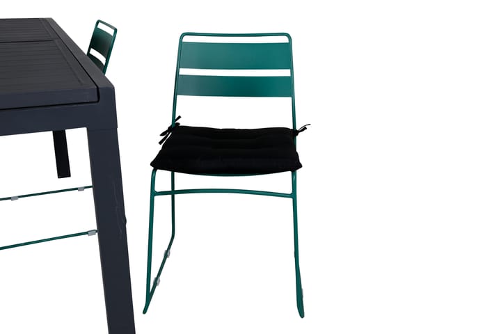Ruokailuryhmä Marbella Jatk 160 cm 4 Lina tuolia Mustanvihre - Venture Home - Ruokailuryhmät ulos