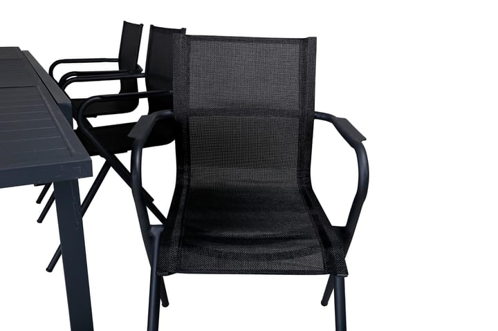 Ruokailuryhmä Marbella Jatkett 160 cm 6 Alina tuolia Musta - Venture Home - Ruokailuryhmät ulos