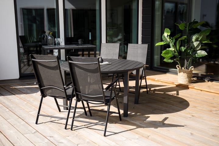 Ruokailuryhmä Marbella Pyöreä 140 cm 4 Break tuolia Musta - Venture Home - Ruokailuryhmät ulos