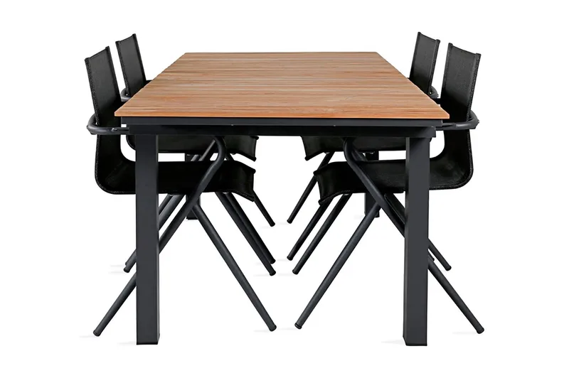 Ruokailuryhmä Mexico Jatk 160 cm 4 Alina tuolia, Musta/Keltainen