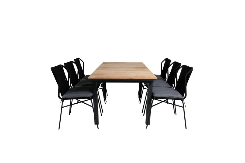 Ruokailuryhmä Mexico Jatk 160 cm 6 Julian tuolia, Ruskea/Musta