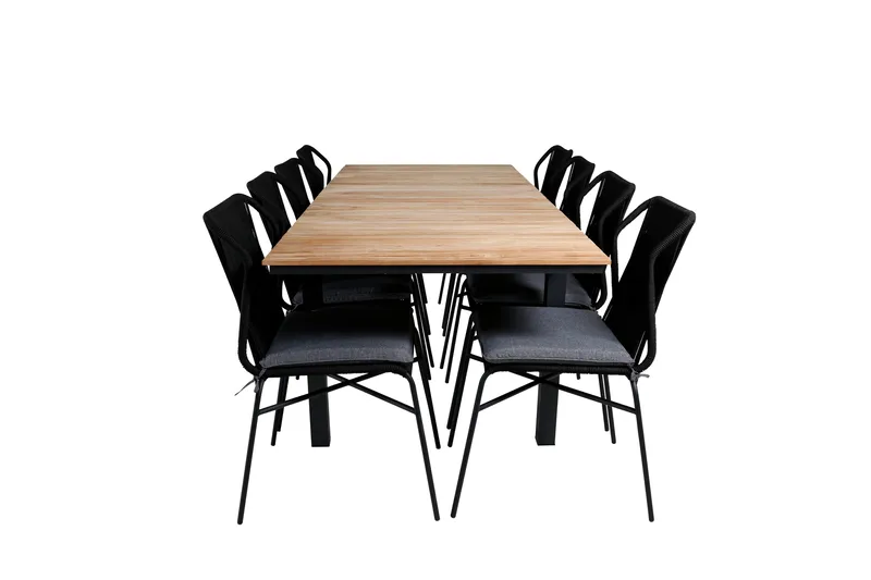 Ruokailuryhmä Mexico Jatk 160 cm 8 Julian tuolia, Ruskea/Musta