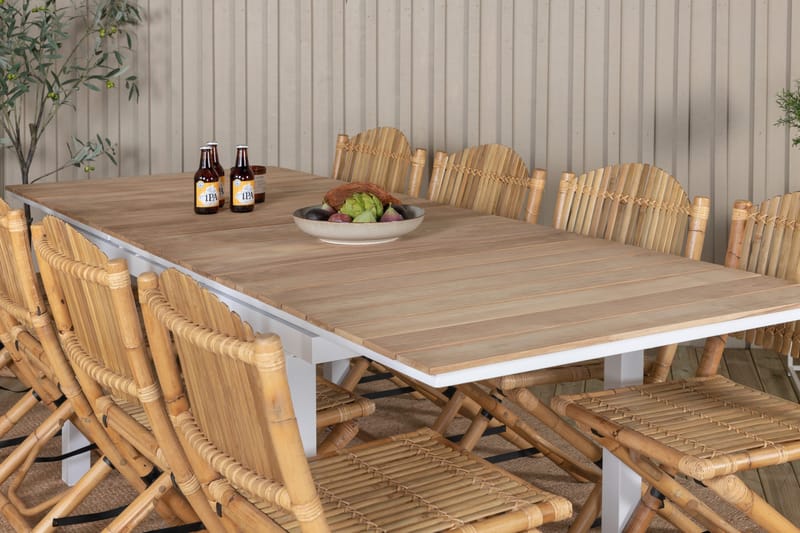 Ruokailuryhmä Mexico Jatk 180 cm 8 Cane tuolia - Ruskea/Valkoinen - Puutarhakalusteet - Ulkoryhmä - Ruokailuryhmät ulos