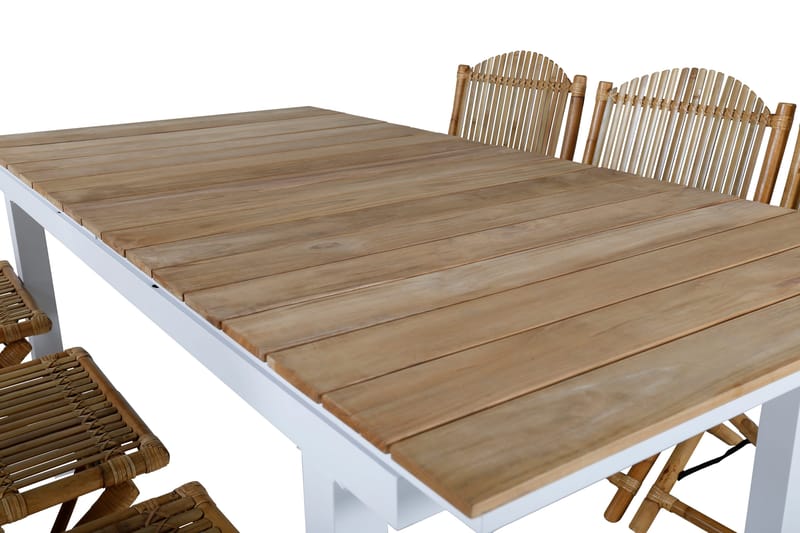 Ruokailuryhmä Mexico Jatkett 180-240 cm 6 Cane tuolia - Musta - Puutarhakalusteet - Ulkoryhmä - Ruokailuryhmät ulos