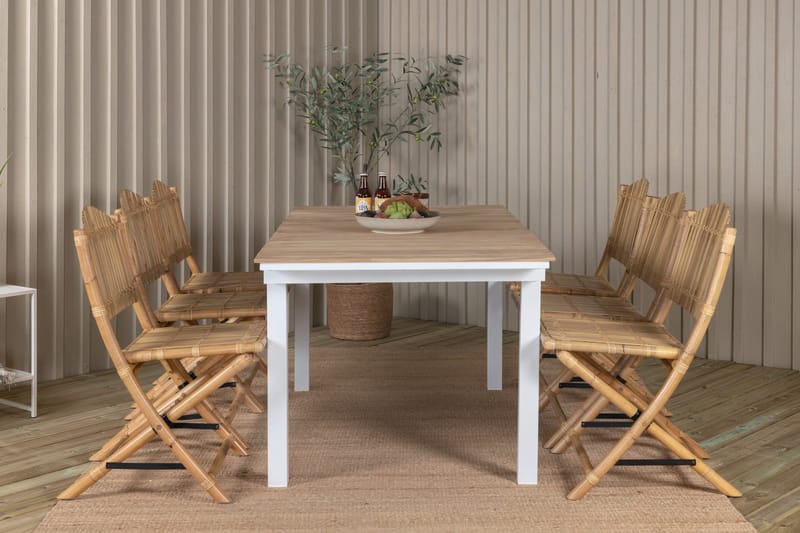 Ruokailuryhmä Mexico Jatkett 180-240 cm 6 Cane tuolia - Musta - Puutarhakalusteet - Ulkoryhmä - Ruokailuryhmät ulos