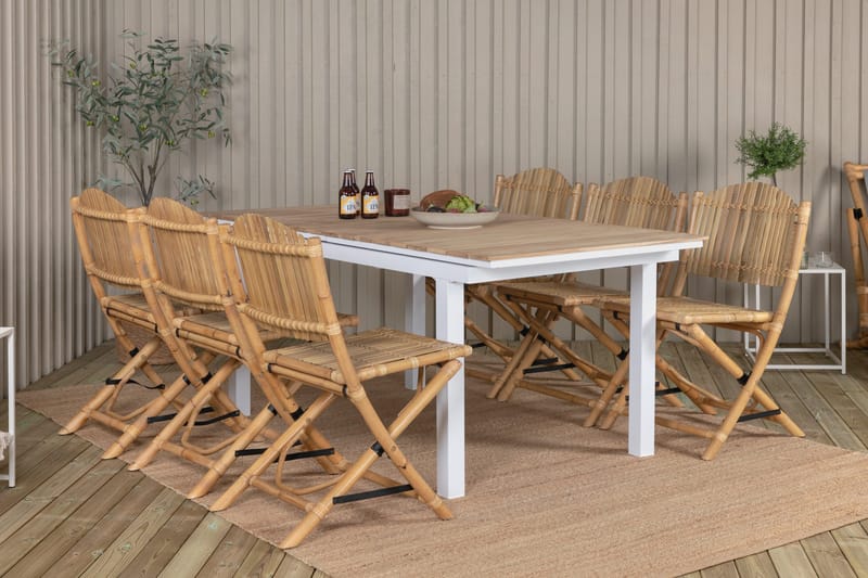 Ruokailuryhmä Mexico Jatkett 180-240 cm 6 Cane tuolia - Musta - Puutarhakalusteet - Ulkoryhmä - Ruokailuryhmät ulos