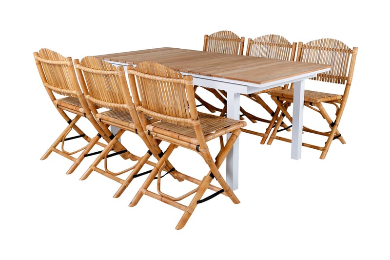 Ruokailuryhmä Mexico Jatkett 180-240 cm 6 Cane tuolia - Musta - Puutarhakalusteet - Ulkoryhmä - Ruokailuryhmät ulos