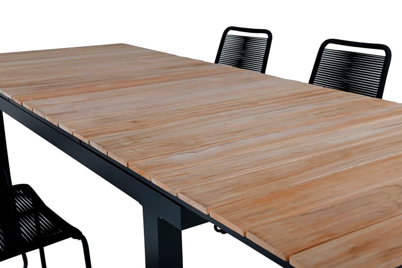 Ruokailuryhmä Mexico Jatkettava 160 cm 6 Lindos tuolia - Musta - Puutarhakalusteet - Ulkoryhmä - Ruokailuryhmät ulos